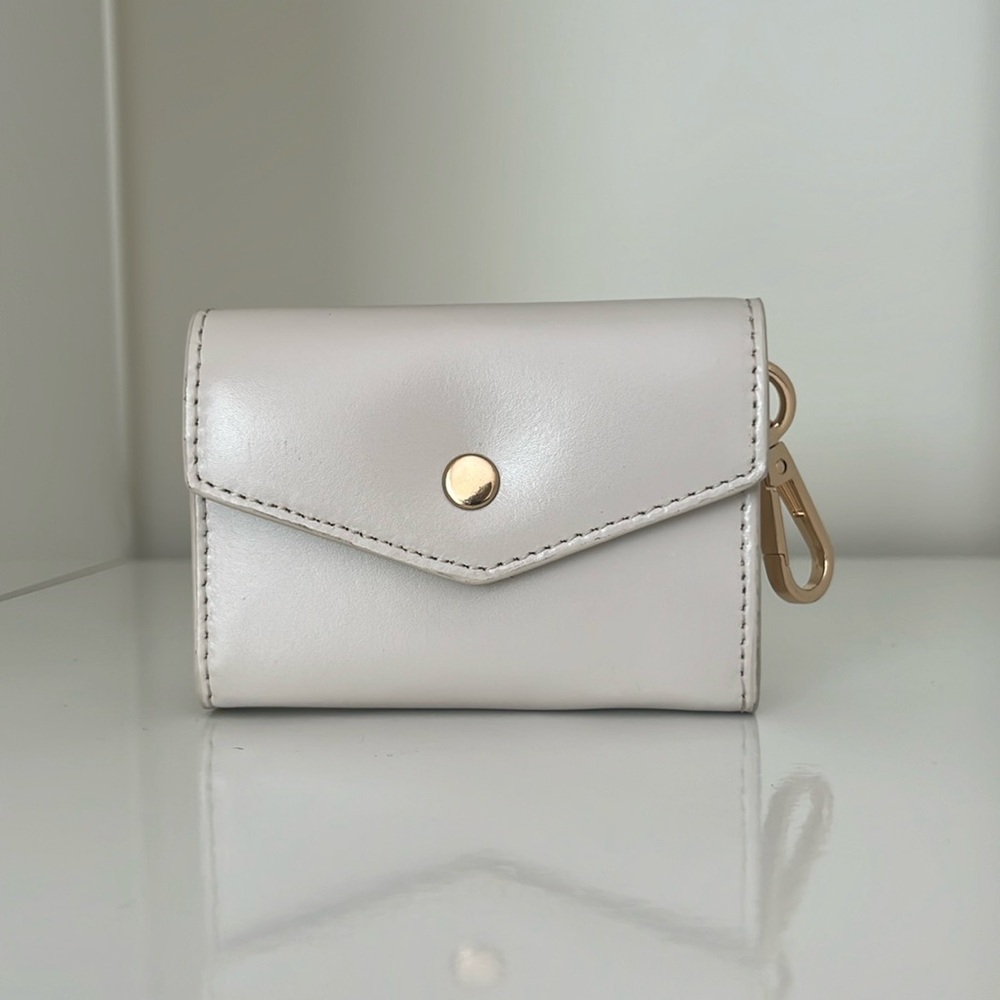 Cream white mini wallet/bag with keychain